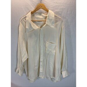 Kindersalmon Ivory button down oversized‎ organic top Size OS 3/4 slv minimalist